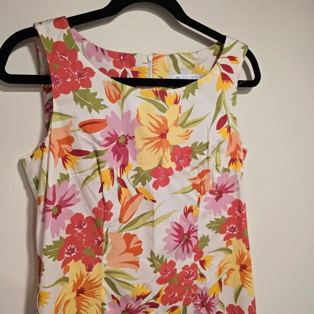 Vintage Eileen West Classic Floral Shift Dress Womens 8 Bright Prep Spring USA - Picture 2 of 7